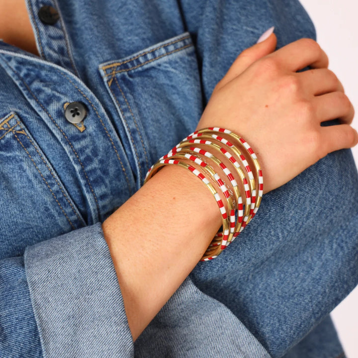 Budha Girl: Veda Bangles Set of 6 in Red/White