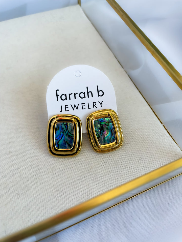 Farrah b: DYNASTY Statement Earrings Multi/Gold (EGREC)