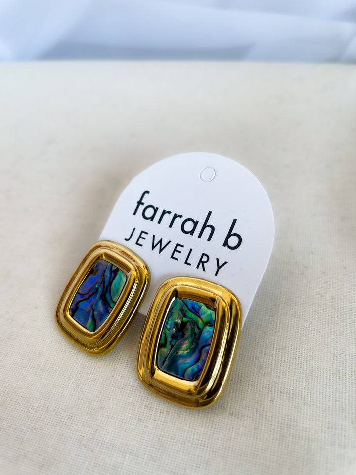 Farrah b: DYNASTY Statement Earrings Multi/Gold (EGREC)