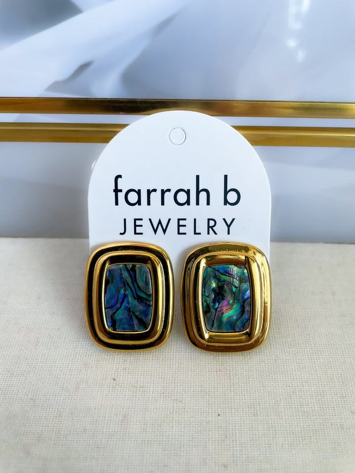 Farrah b: DYNASTY Statement Earrings Multi/Gold (EGREC)