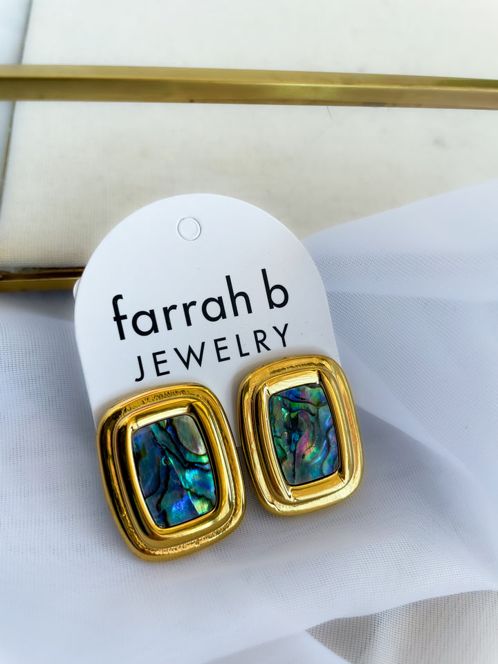 Farrah b: DYNASTY Statement Earrings Multi/Gold (EGREC)