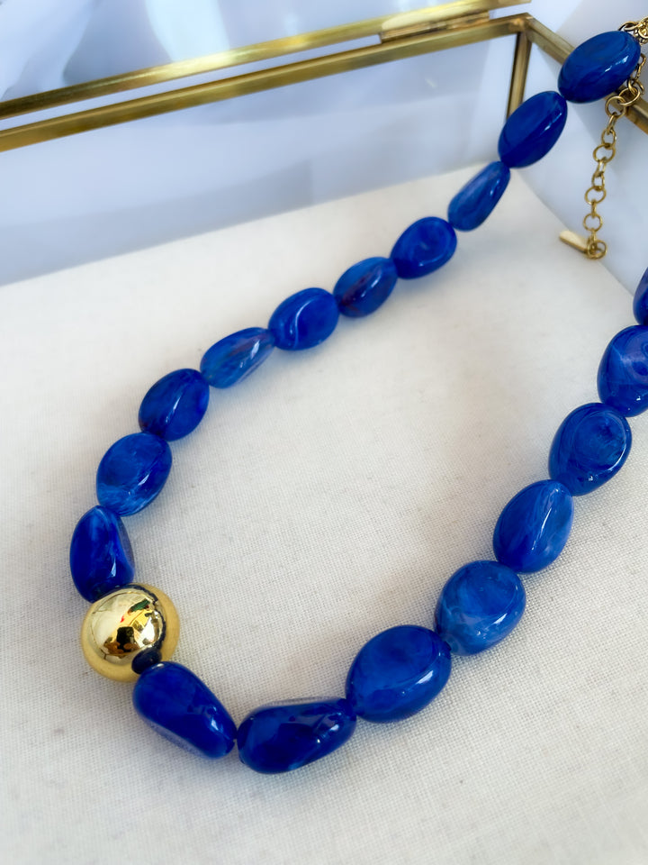 Farrah b: CENTER OF ATTENTION Statement Necklace Dark Blue (NBD10)
