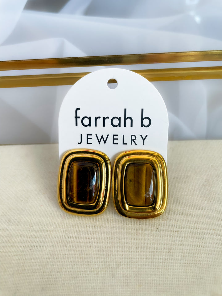 Farrah b: DYNASTY Statement Earrings Brown (EGREC)