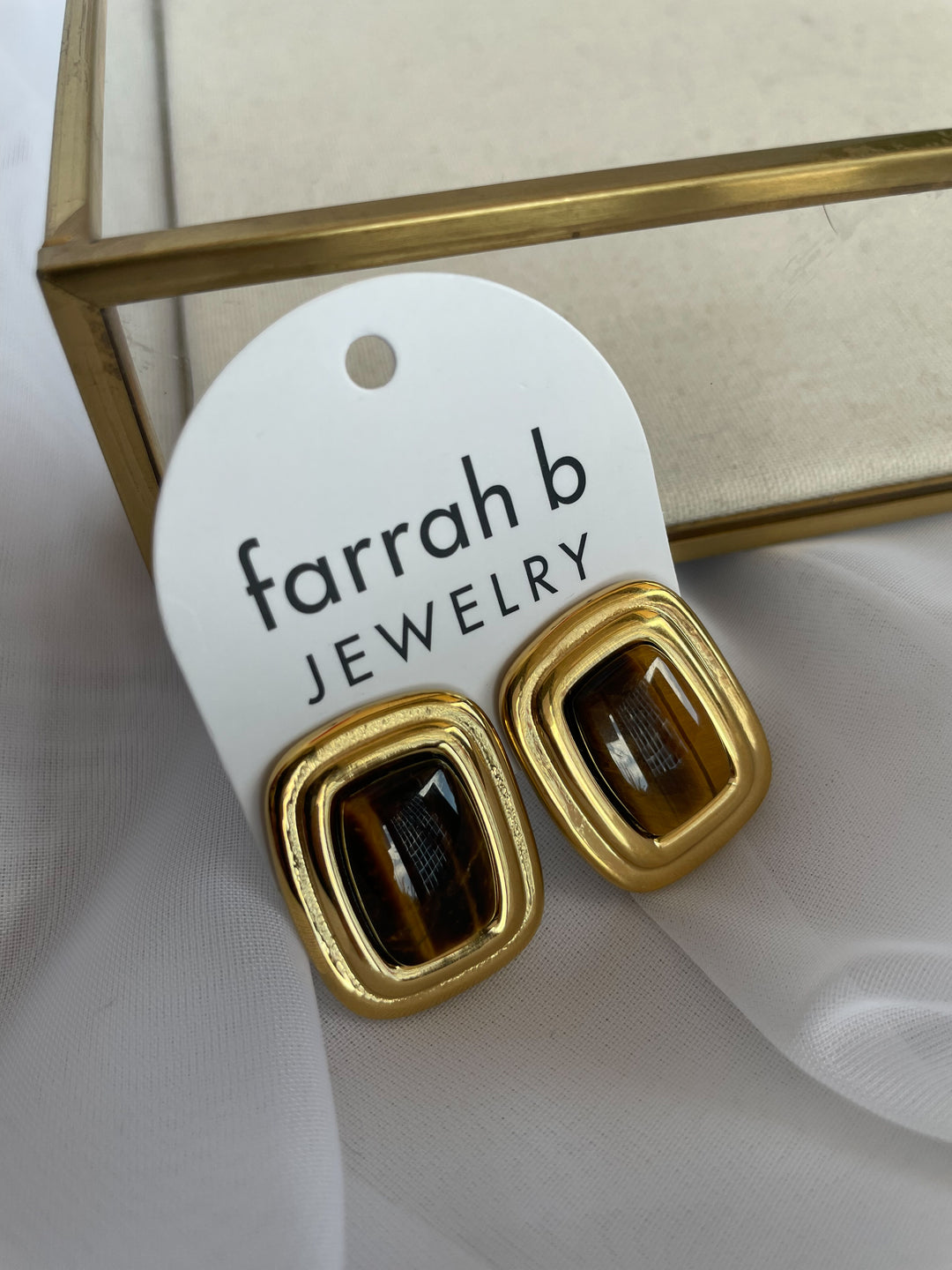 Farrah b: DYNASTY Statement Earrings Brown (EGREC)