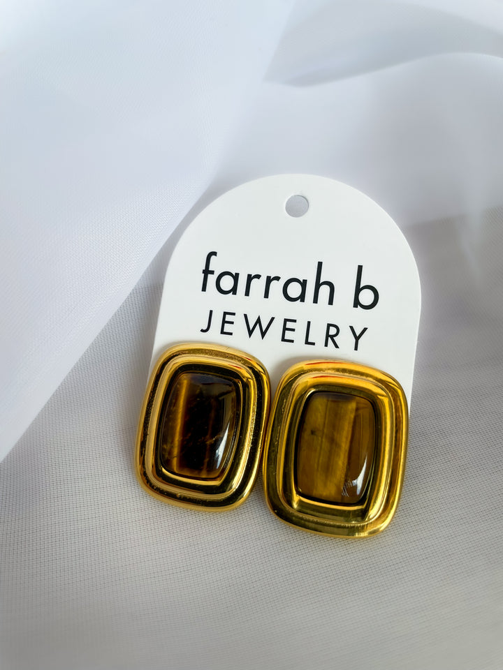 Farrah b: DYNASTY Statement Earrings Brown (EGREC)