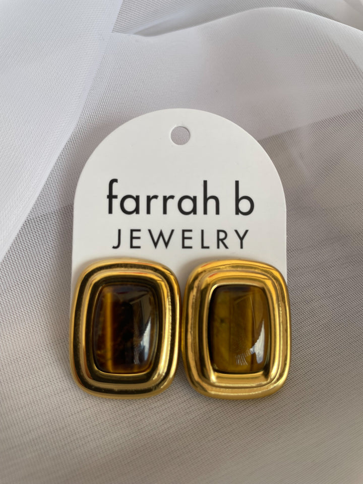 Farrah b: DYNASTY Statement Earrings Brown (EGREC)