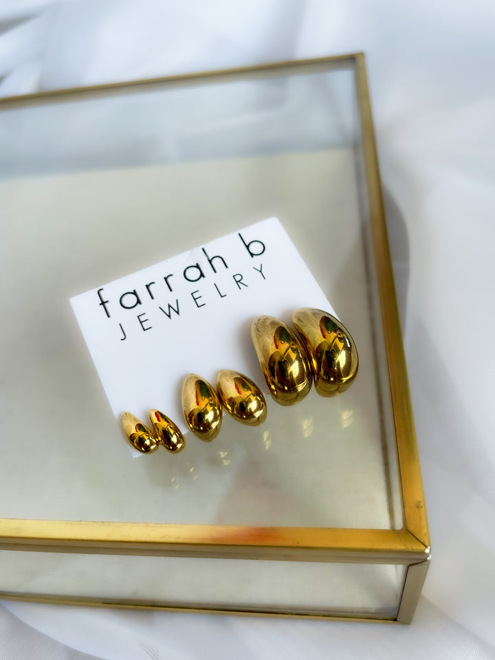 Farrah b: TRIPLE THREAT 3 Pack Stud earring set GOLD (ST-3TD)