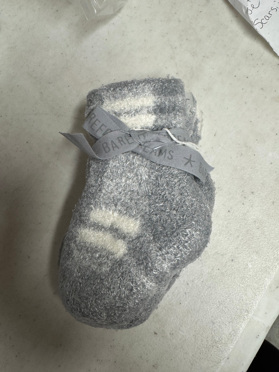 Barefoot Dreams: CCL Baby Plaid Sock Set in Moonbeam / Cream
