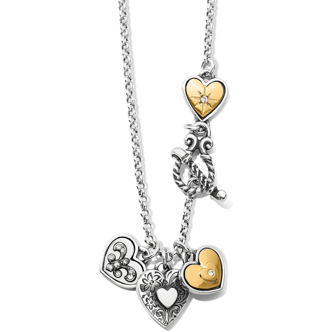 Brighton: One Heart Short Necklace Two Tone JM2902 - The Vogue Boutique