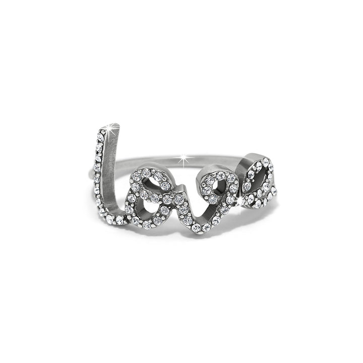 Brighton: Love Script Sparkle Ring in Silver