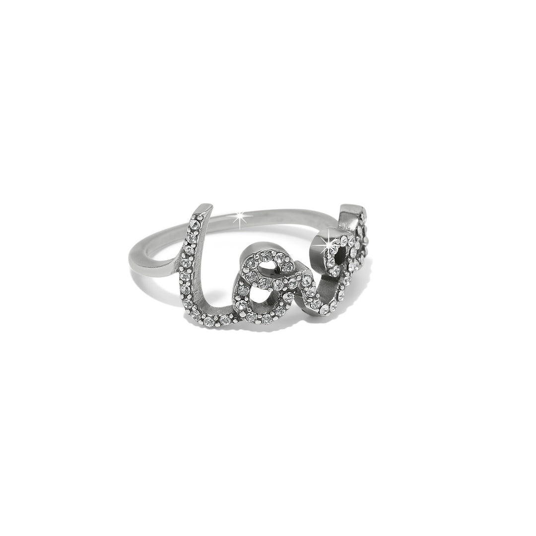 Brighton: Love Script Sparkle Ring in Silver
