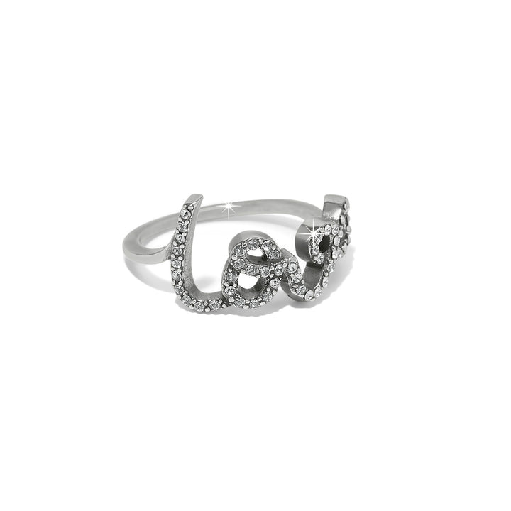 Brighton: Love Script Sparkle Ring in Silver