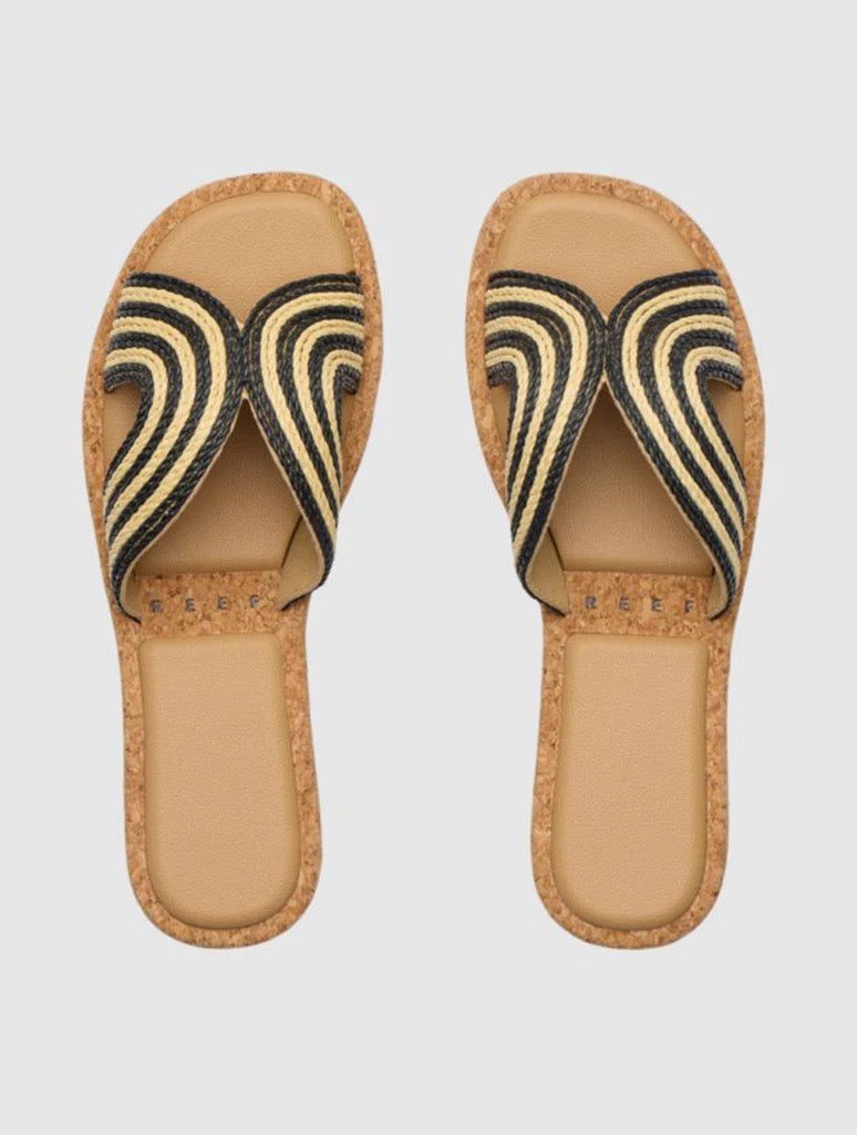 Reef: Willow Paisley Black/White Textile Sandals - The Vogue Boutique