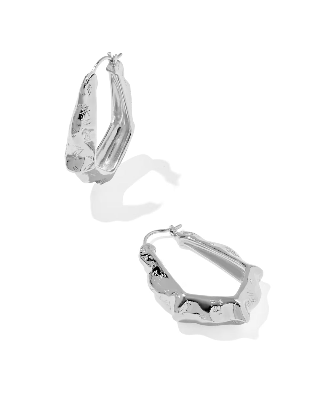Kendra Scott: Adriana Scallop Frame Hoop Earrings In Silver