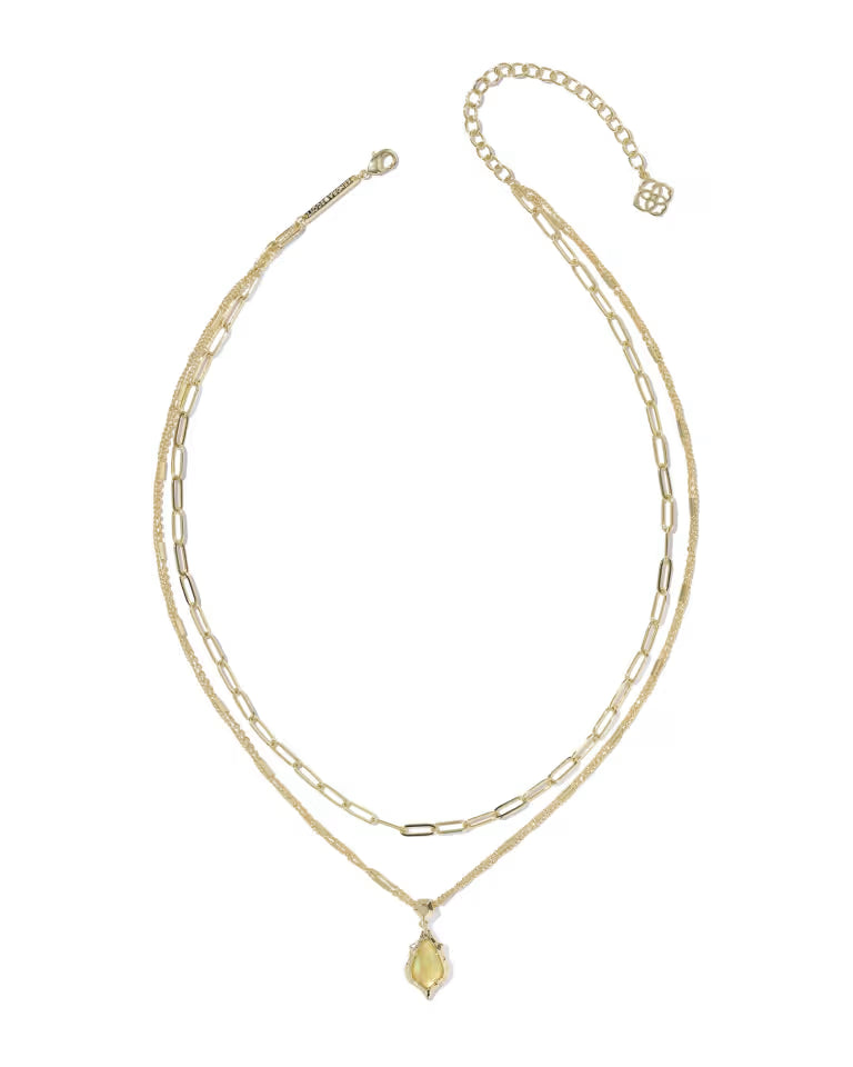 Kendra Scott: Adriana Scallop Frame Multi Strand Necklace In Gold Yellow Iridescent Abalone