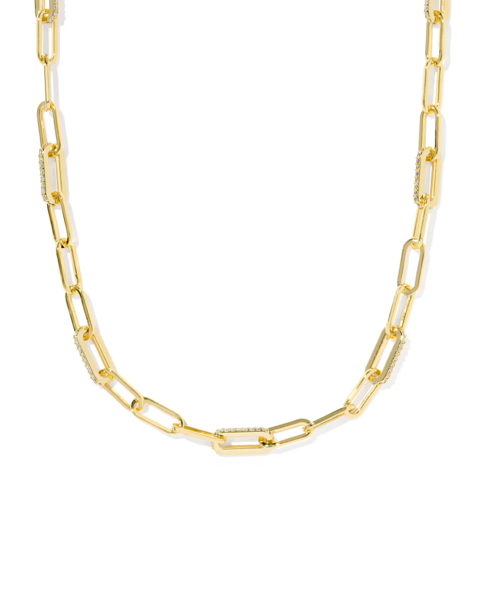 Kendra Scott: Bella Chain Necklace in Gold Metal White