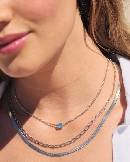 Kendra Scott: Cailin Crystal Pendant Necklace in Silver Aqua Crystal - The Vogue Boutique