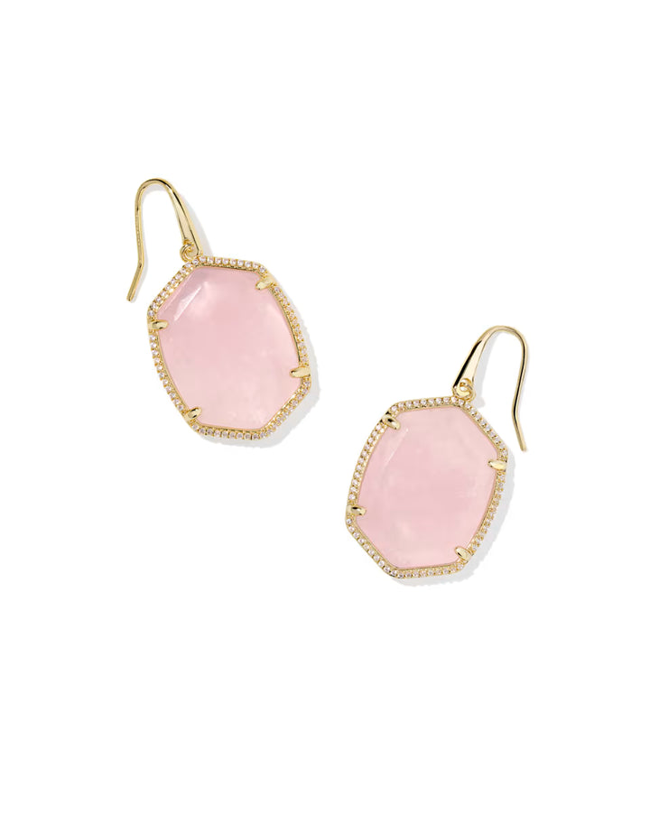 Kendra Scott: Daphne Pave Frame Drop Earrings in Gold Rose
