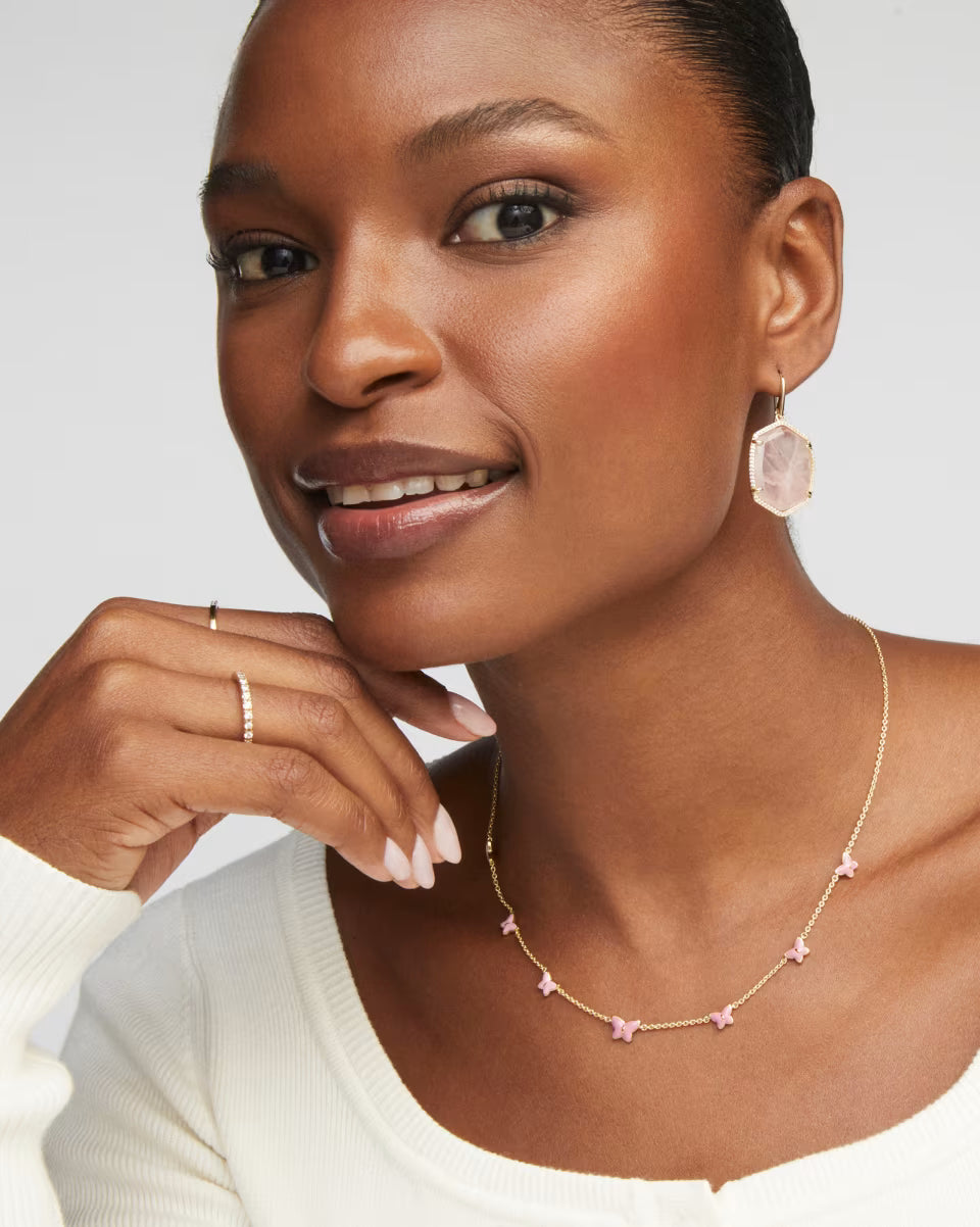 Kendra Scott: Daphne Pave Frame Drop Earrings in Gold Rose