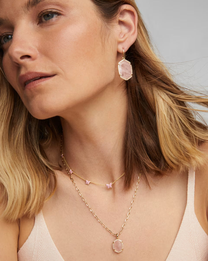 Kendra Scott: Daphne Pave Frame Drop Earrings in Gold Rose