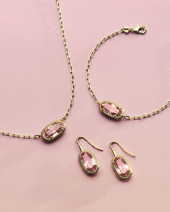 Kendra Scott: Lee Luxe Drop Earrings in Gold Light Pink (9608890673) - The Vogue Boutique