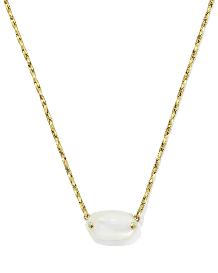 Kendra Scott: Elisa Riveted Short Pendant Necklace in Gold Ivory Mother of Pearl