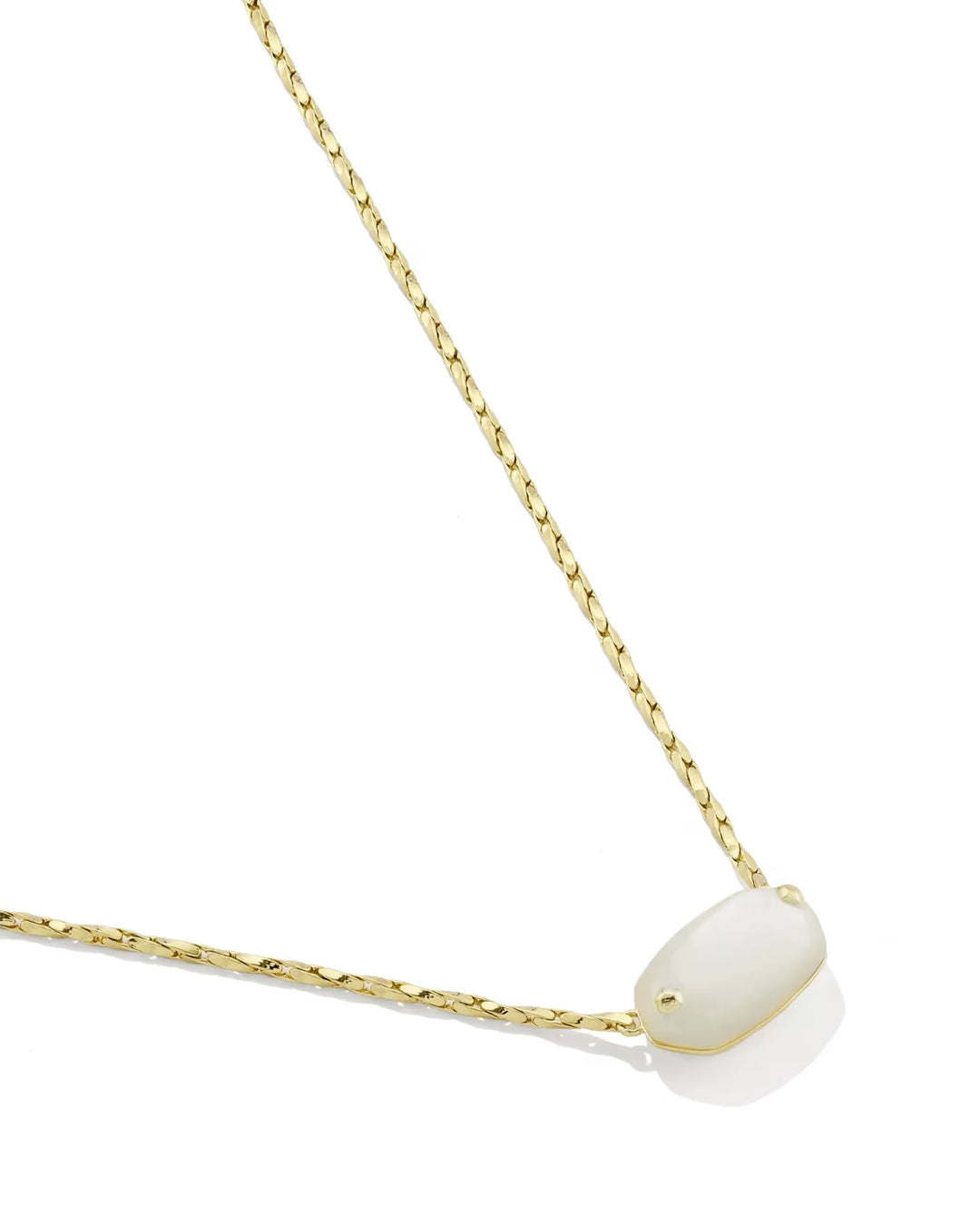 Kendra Scott: Elisa Riveted Short Pendant Necklace in Gold Ivory Mother of Pearl