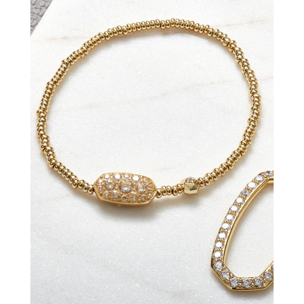 Kendra Scott: Grayson Crystal Stretch Bracelet in gold - The Vogue Boutique