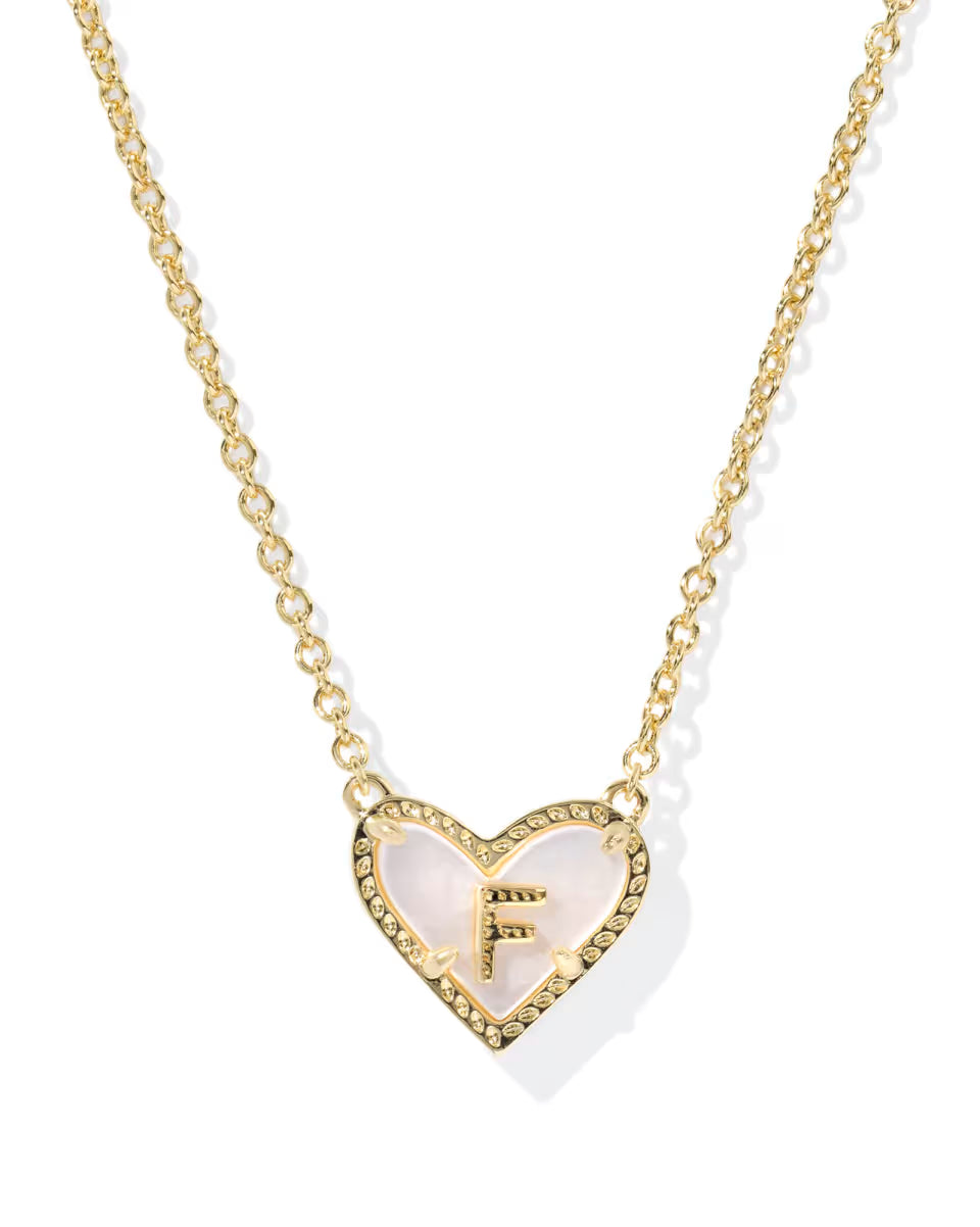 Kendra Scott: Heart Letter F Pendant in Gold Ivory MOP
