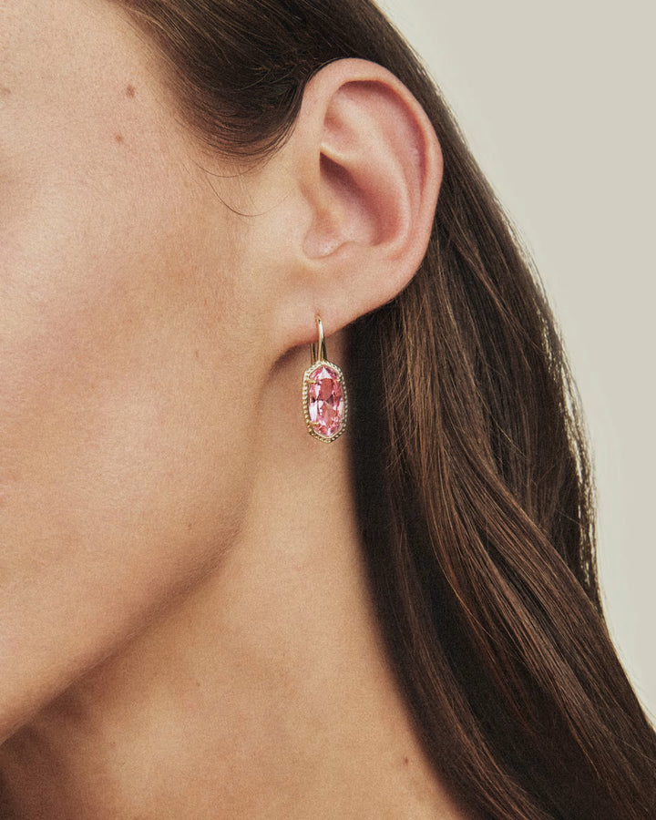 Kendra Scott: Lee Luxe Drop Earrings in Gold Light Pink (9608890673) - The Vogue Boutique