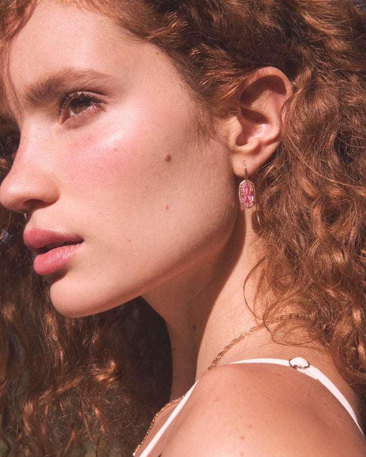 Kendra Scott: Lee Luxe Drop Earrings in Gold Light Pink (9608890673) - The Vogue Boutique