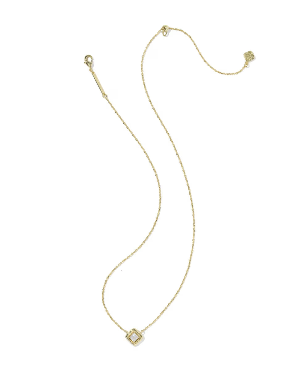 Kendra Scott: Mallory Crystal Short Pendant Necklace in Gold White