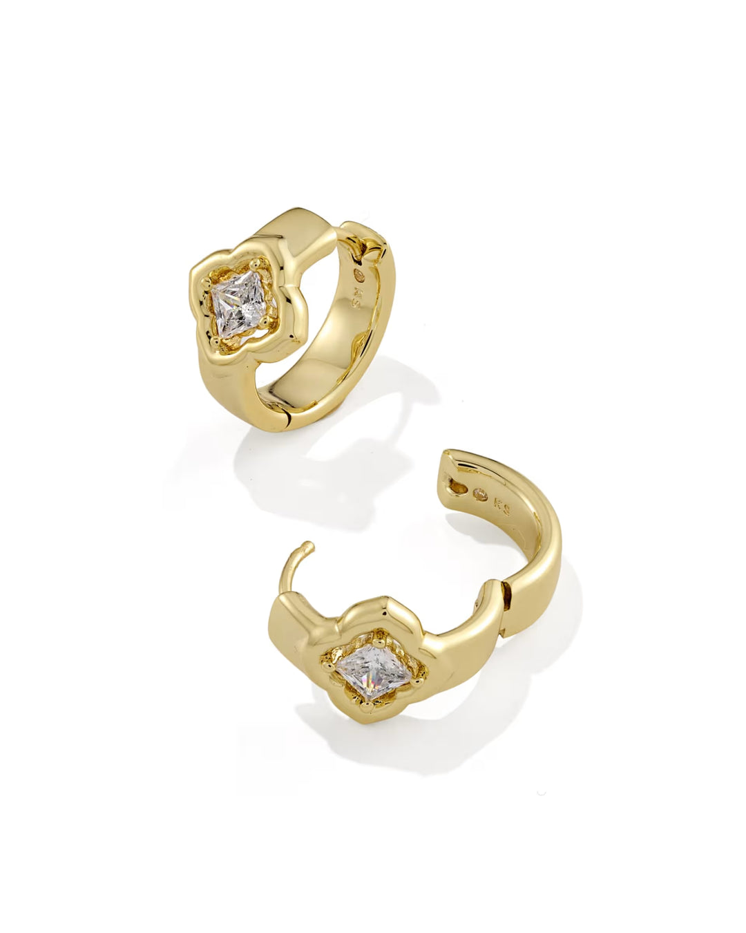 Kendra Scott: Mallory Crystal Huggie Earrings in Gold White