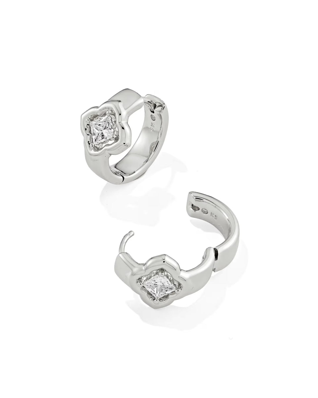 Kendra Scott: Mallory Crystal Huggie Earrings in Silver White