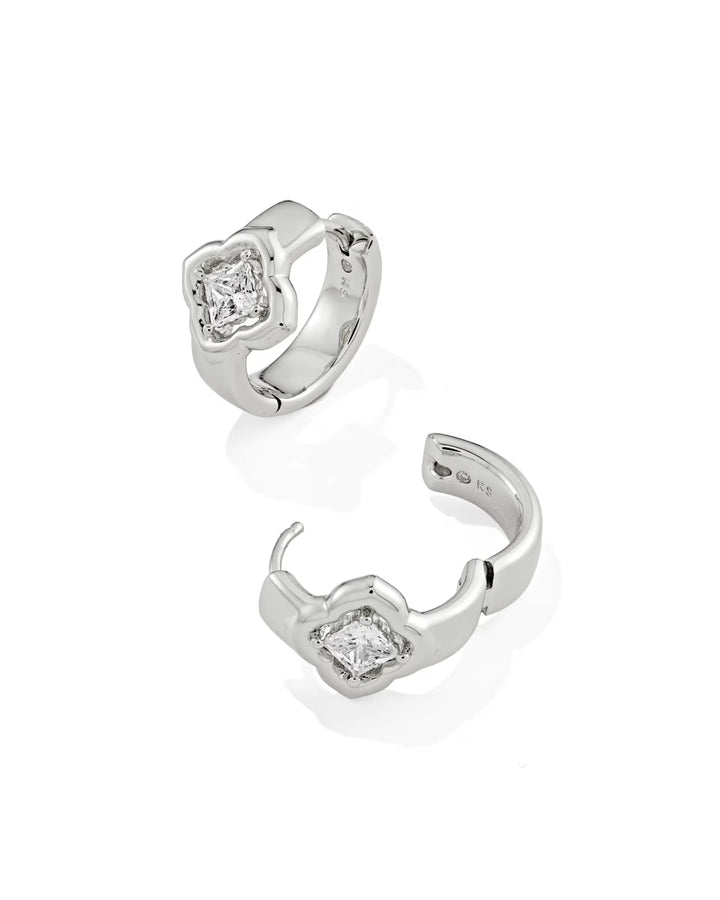 Kendra Scott: Mallory Crystal Huggie Earrings in Silver White