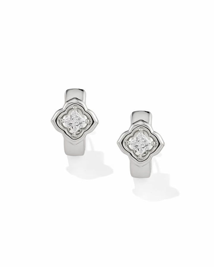 Kendra Scott: Mallory Crystal Huggie Earrings in Silver White