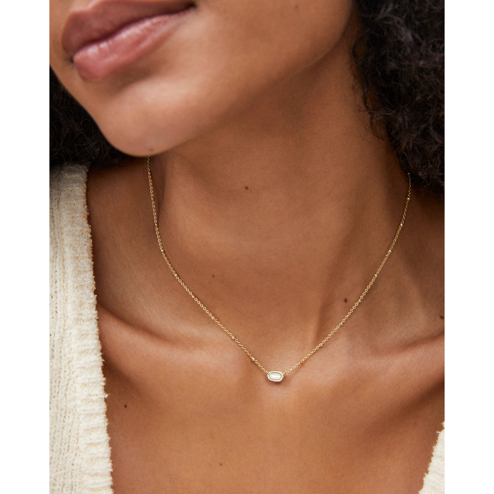 Kendra Scott: Mini Elisa Satellite Short Pendant Necklace in Gold Ivory Mother Of Pearl - The Vogue Boutique