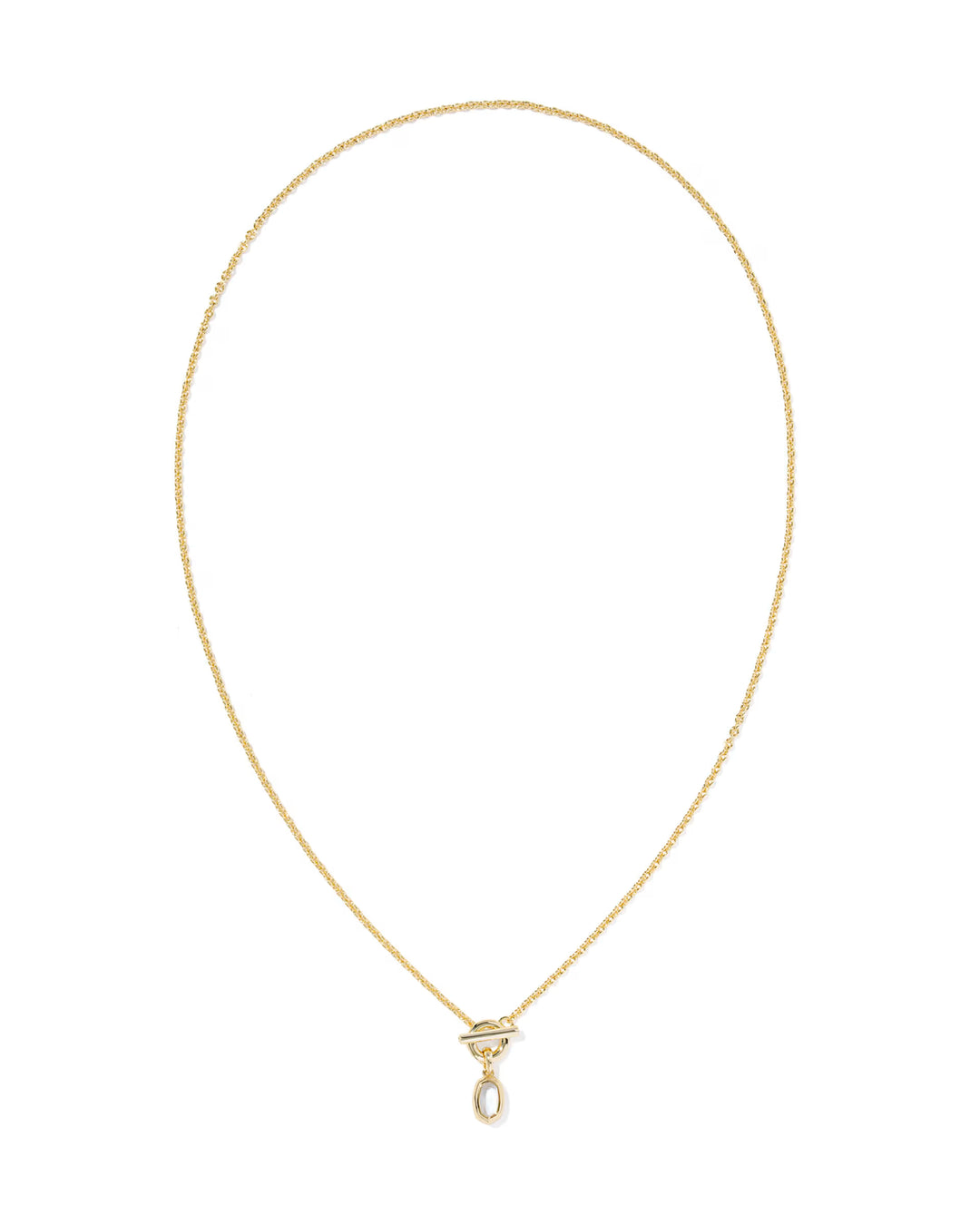 KENDRA SCOTT: MINI ELISA TOGGLE SHORT PENDANT NECKLACE IN GOLD IVORY