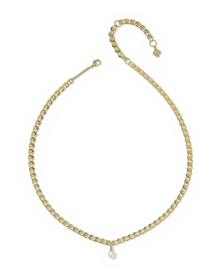 Kendra Scott: Oakland Pearl Short Pendant Necklace in Gold Freshwater Cultured Pearl