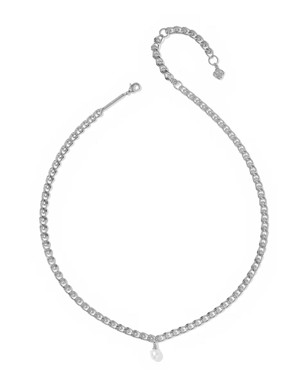 Kendra Scott: Oakland Pearl Short Pendant Necklace in Silver Freshwater Cultured Pearl