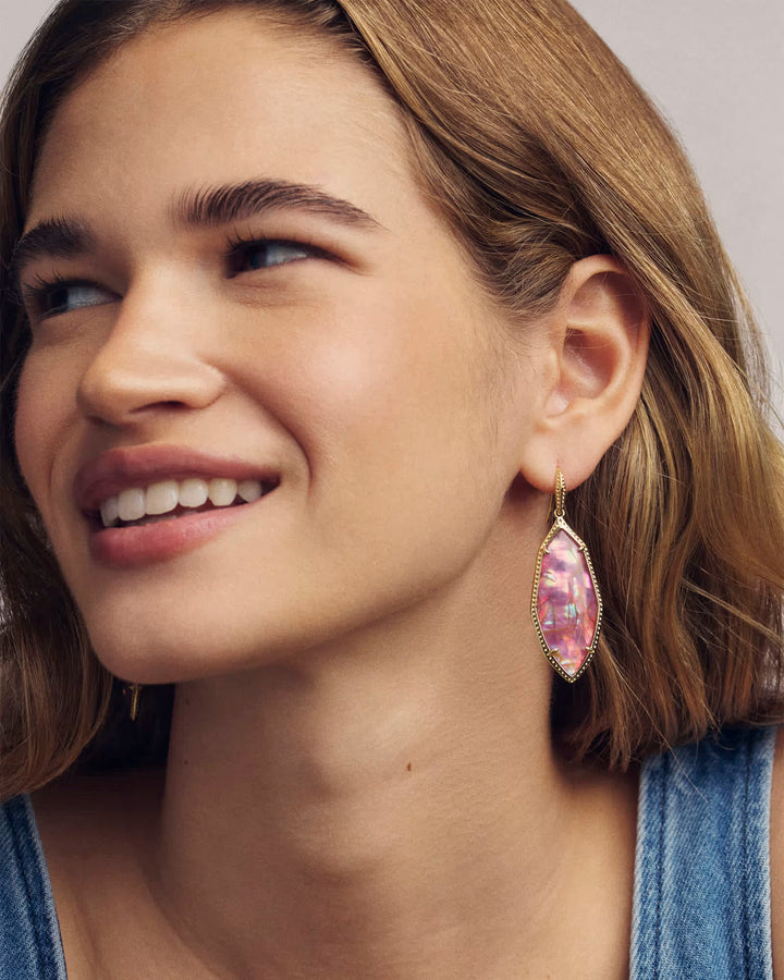 Kendra Scott: Ophelia Small Drop Earrings in Gold Light Mauve Illusion