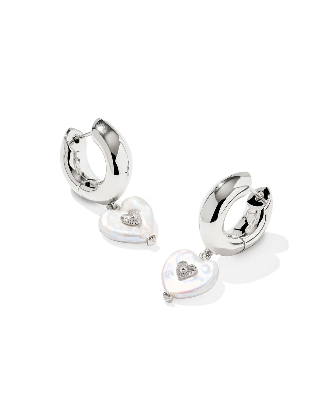 Kendra Scott: Sasha Heart Huggie Earrings in Silver
