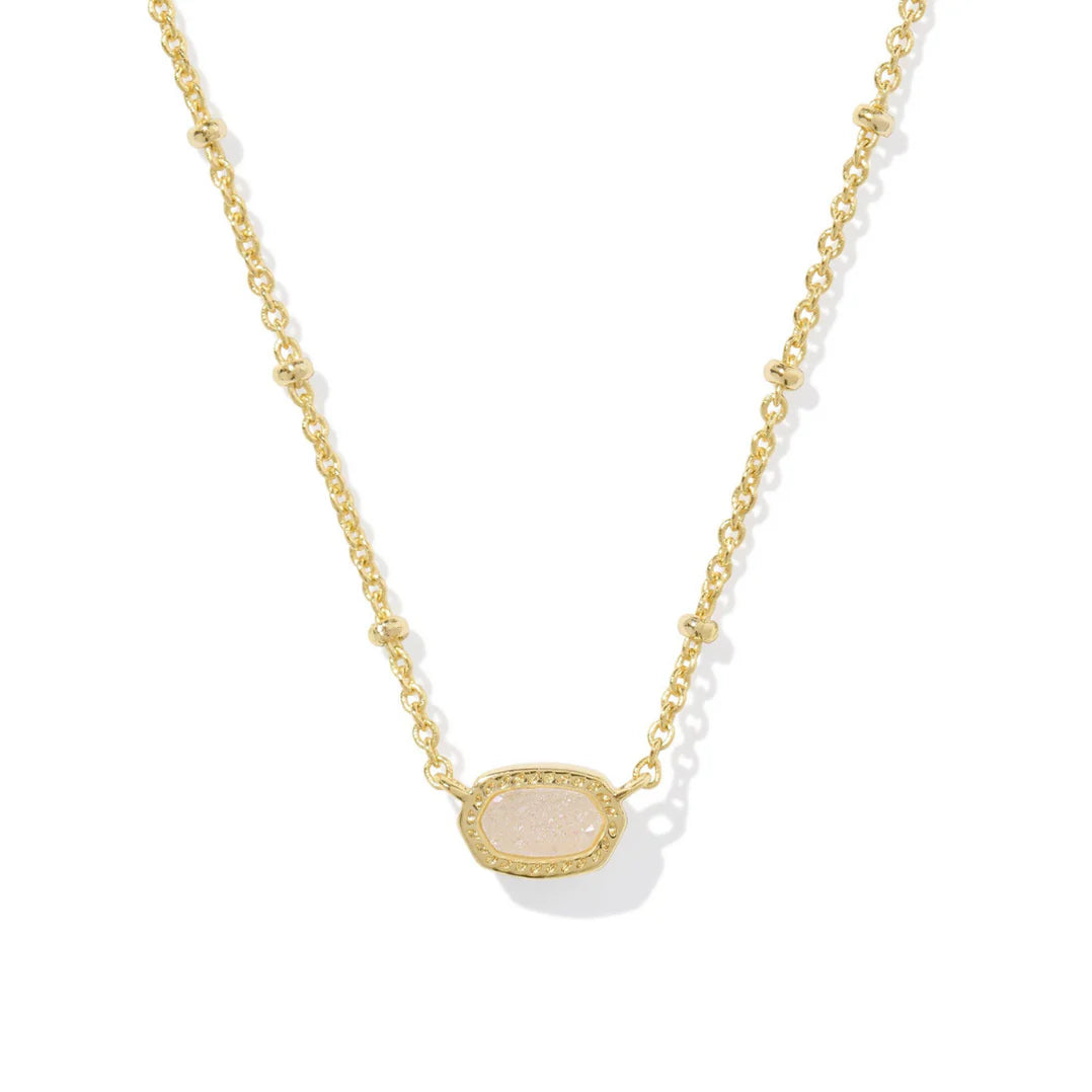 Kendra Scott: Mini Elisa Satellite Pendant Gold Necklace in Iridescent Drusy - The Vogue Boutique
