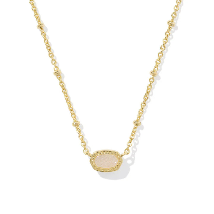Kendra Scott: Mini Elisa Satellite Pendant Gold Necklace in Iridescent Drusy - The Vogue Boutique