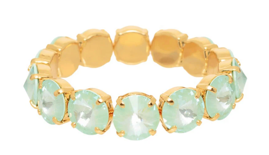 Tova Dereka bracelet with mint green crystal stones in gold setting