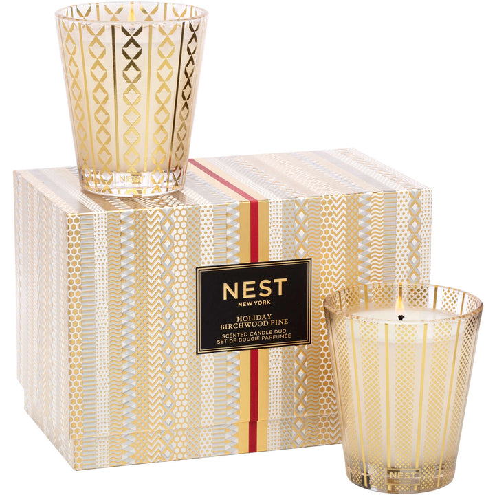 Nest: Classic Candle Duo Set in Holiday & Birchwood Pine