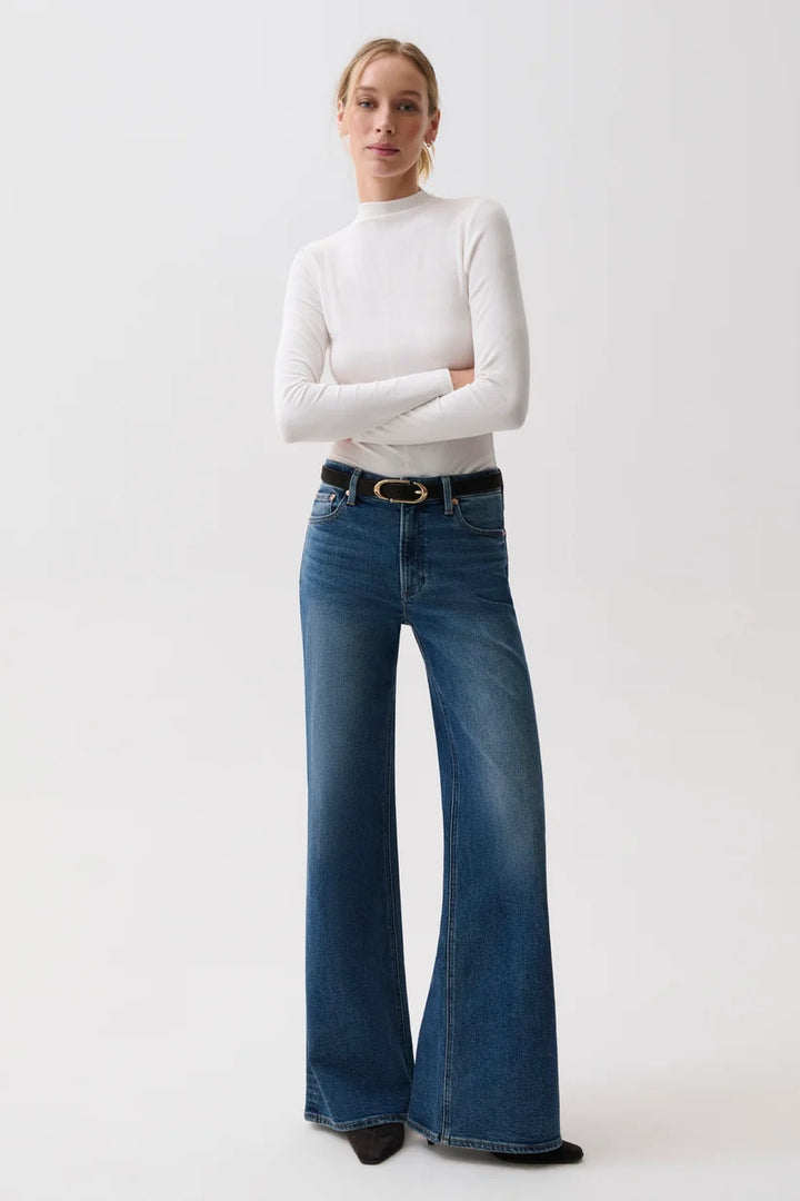Pistola: Vivian Mid Rise Wide Leg in Blue Depths (P00016530)
