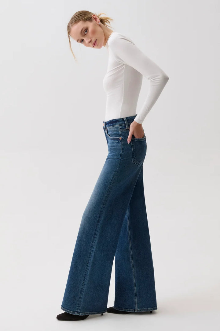 Pistola: Vivian Mid Rise Wide Leg in Blue Depths (P00016530)