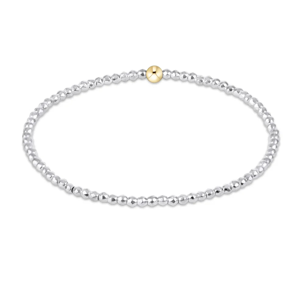 Enewton: Bright Silver Faceted Hematite 2mm Bead Bracelet