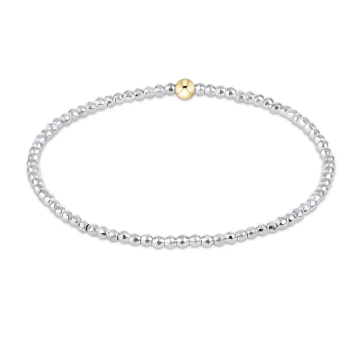 Enewton: Bright Silver Faceted Hematite 2mm Bead Bracelet